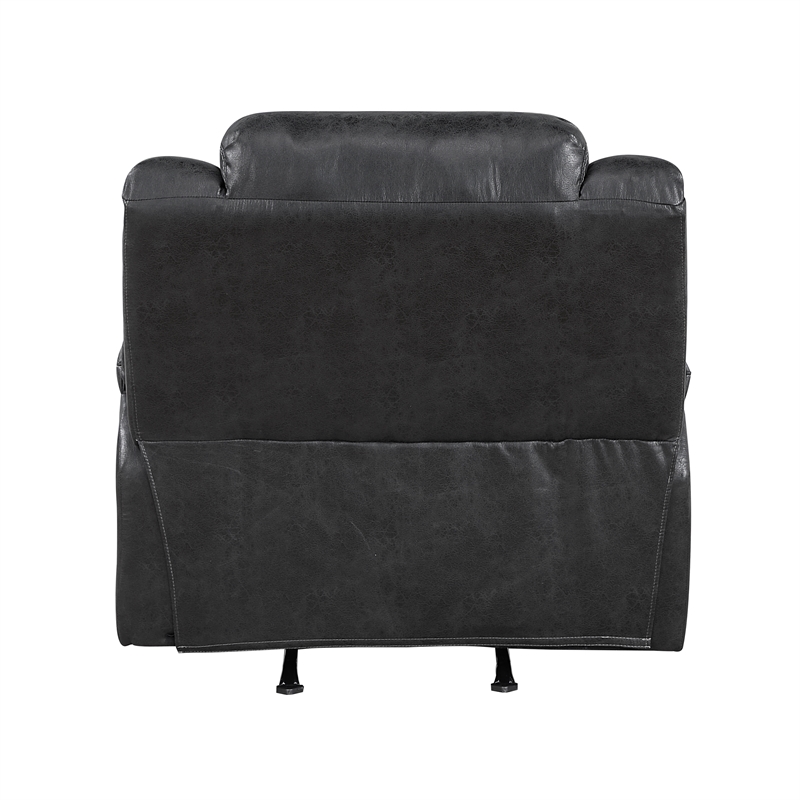 Pemberly Row Polished Microfiber Rocker Recliner with Tab Pull 300 lbs in Black