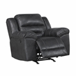 Pemberly Row Polished Microfiber Rocker Recliner with Tab Pull 300 lbs in Black