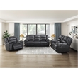 Pemberly Row Polished Microfiber Dual Reclining Sofa 300 lbs in Black