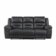 Pemberly Row Polished Microfiber Dual Reclining Sofa 300 lbs in Black