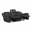 Pemberly Row Polished Microfiber Dual Reclining Sofa 300 lbs in Black
