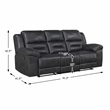 Pemberly Row Polished Microfiber Dual Reclining Sofa 300 lbs in Black