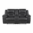 Pemberly Row Polished Microfiber 2-Piece Reclining Sofa & Loveseat Set in Black