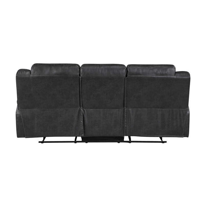 Pemberly Row Polished Microfiber 2-Piece Reclining Sofa & Loveseat Set in Black