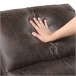 Pemberly Row Microfiber Rocker Recliner with Tab Pull 300 lbs in Dark Brown