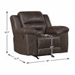 Pemberly Row Microfiber Rocker Recliner with Tab Pull 300 lbs in Dark Brown