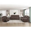 Pemberly Row Microfiber Rocker Recliner with Tab Pull 300 lbs in Dark Brown