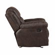 Pemberly Row Microfiber Rocker Recliner with Tab Pull 300 lbs in Dark Brown