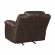 Pemberly Row Microfiber Rocker Recliner with Tab Pull 300 lbs in Dark Brown