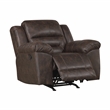 Pemberly Row Microfiber Rocker Recliner with Tab Pull 300 lbs in Dark Brown