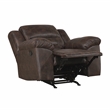 Pemberly Row Microfiber Rocker Recliner with Tab Pull 300 lbs in Dark Brown