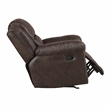 Pemberly Row Microfiber Rocker Recliner with Tab Pull 300 lbs in Dark Brown
