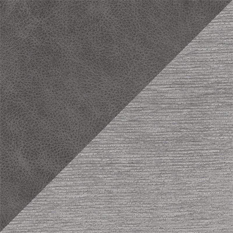 Pemberly Row Two-Tone Chenille and Faux Leather Recliner 300 lbs in Gray