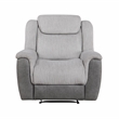 Pemberly Row Two-Tone Chenille and Faux Leather Recliner 300 lbs in Gray