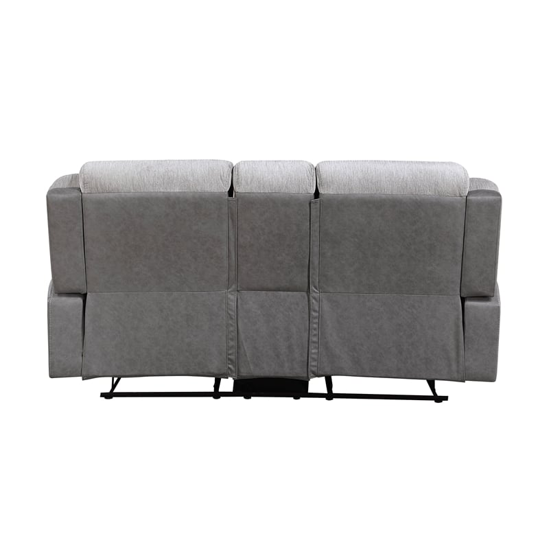 Pemberly Row Two-Tone Chenille 2-Piece Reclining Sofa and Loveseat Set in Gray