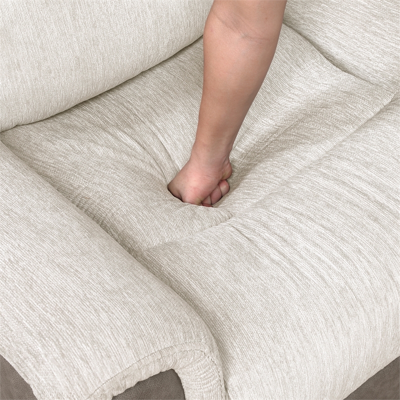 Pemberly Row Dual-Fabric Chenille and Microfiber Recliner 300 lbs in Beige