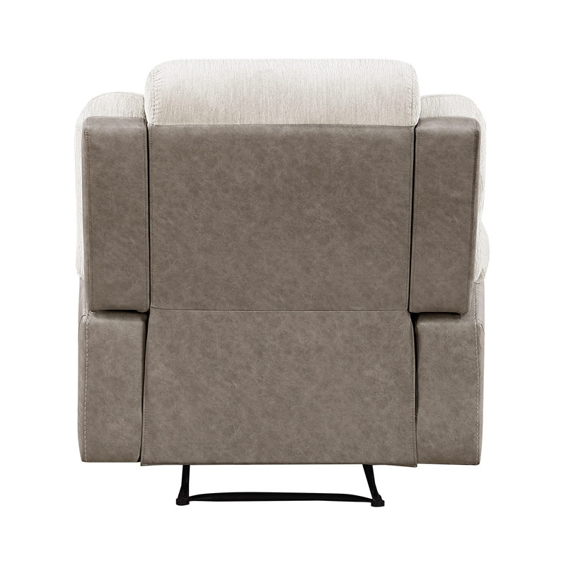 Pemberly Row Dual-Fabric Chenille and Microfiber Recliner 300 lbs in Beige