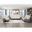 Pemberly Row Dual-Fabric Chenille Dual Reclining Loveseat with Console in Beige