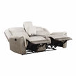 Pemberly Row Chenille & Microfiber Dual Reclining Loveseat with Console in Beige