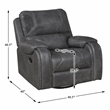 Pemberly Row Faux Leather Swivel Glider Recliner with Nailhead 300 lbs in Gray