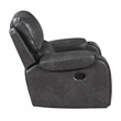 Pemberly Row Faux Leather Swivel Glider Recliner with Nailhead 300 lbs in Gray