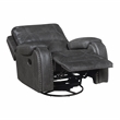 Pemberly Row Faux Leather Swivel Glider Recliner with Nailhead 300 lbs in Gray
