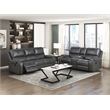 Pemberly Row Faux Leather Dual Reclining Sofa with Drop-Down Console USB in Gray