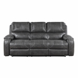 Pemberly Row Faux Leather Dual Reclining Sofa with Drop-Down Console USB in Gray