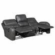 Pemberly Row Faux Leather Dual Reclining Sofa with Drop-Down Console USB in Gray