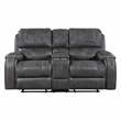 Pemberly Row Faux Leather 2-Piece Reclining Sofa & Loveseat Set with USB in Gray