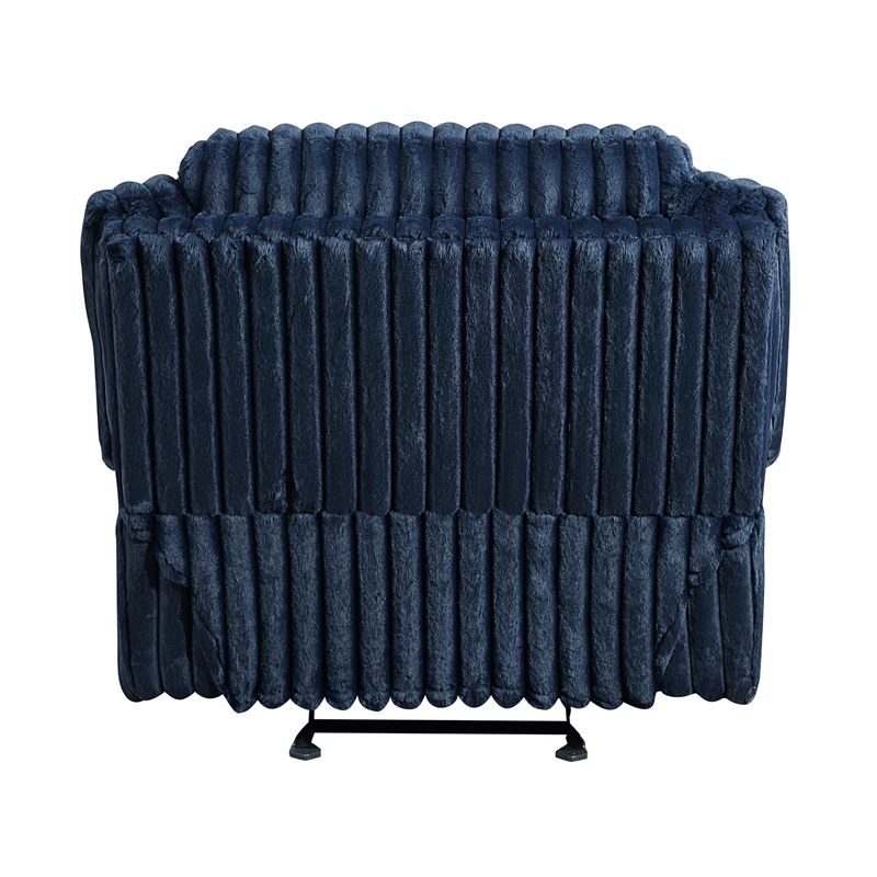 Pemberly Row Corduroy Glider Recliner with Tab Pull 300 lbs in Blue