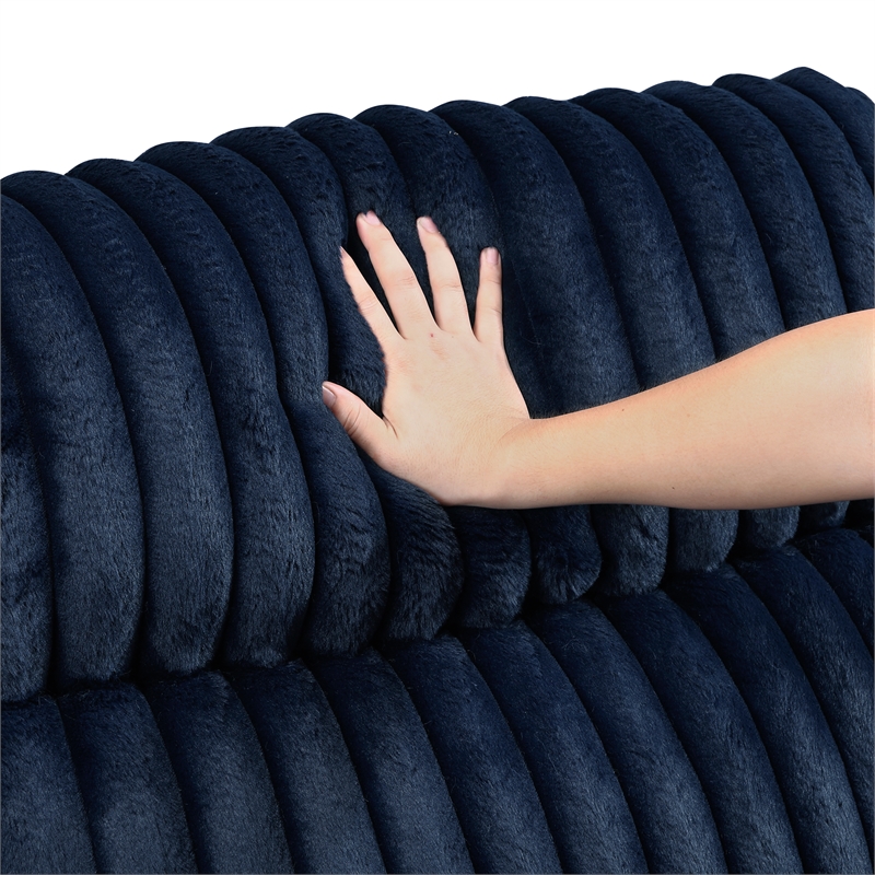Pemberly Row Corduroy Dual Reclining Loveseat with Console 300 lbs in Blue