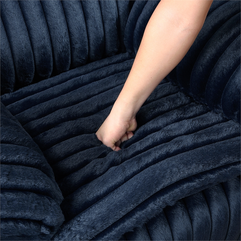 Pemberly Row Corduroy Dual Reclining Loveseat with Console 300 lbs in Blue