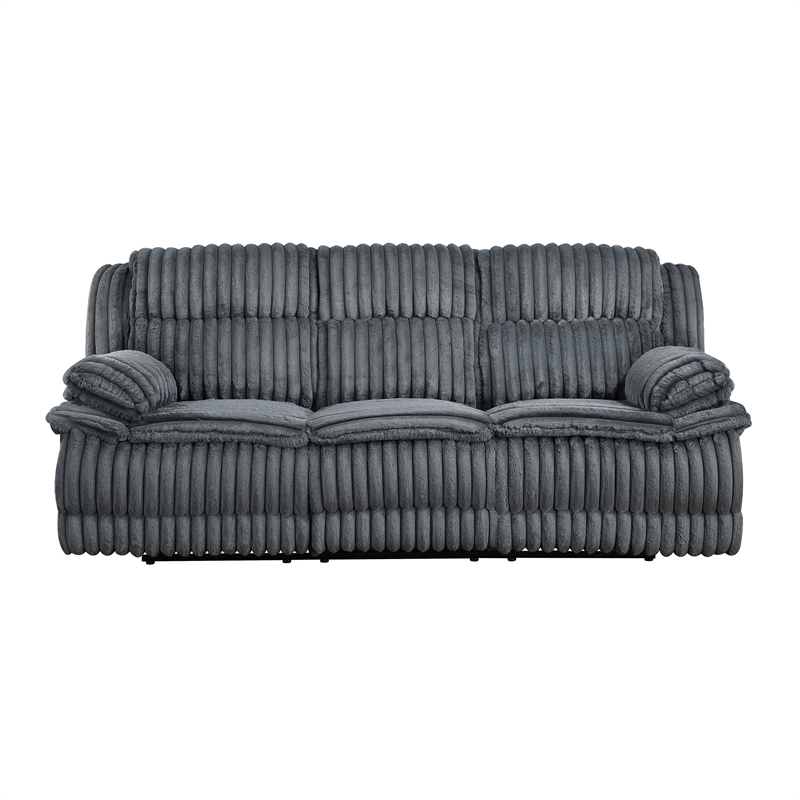 Pemberly Row Corduroy Dual Reclining Sofa 300 lbs per Seat in Dark Gray