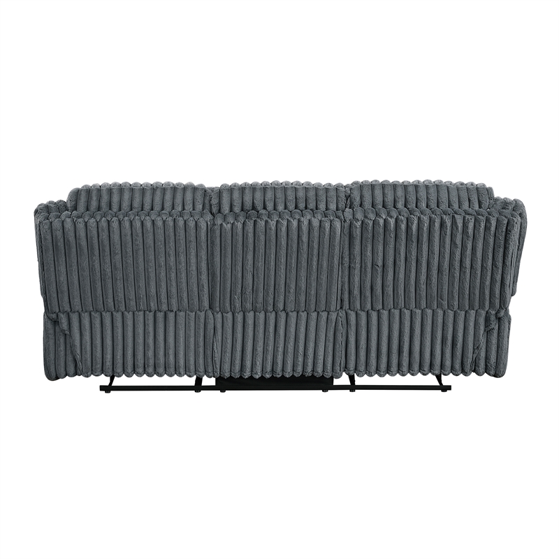 Pemberly Row Corduroy Dual Reclining Sofa 300 lbs per Seat in Dark Gray