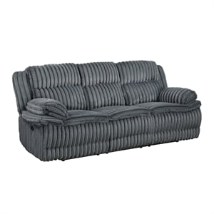 Pemberly Row Corduroy Dual Reclining Sofa 300 lbs per Seat in Dark Gray