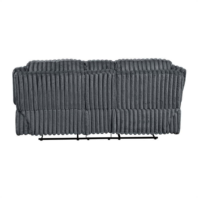 Pemberly Row Corduroy 2-Piece Reclining Sofa and Loveseat Set in Dark Gray