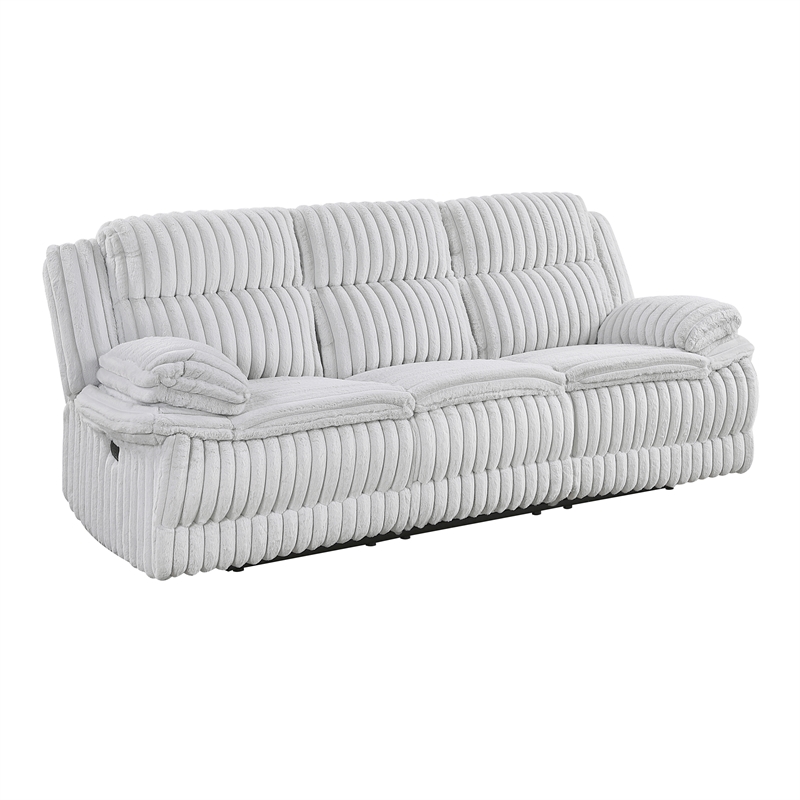 Pemberly Row Corduroy 2-Piece Reclining Sofa and Loveseat Set 300 lbs in Gray