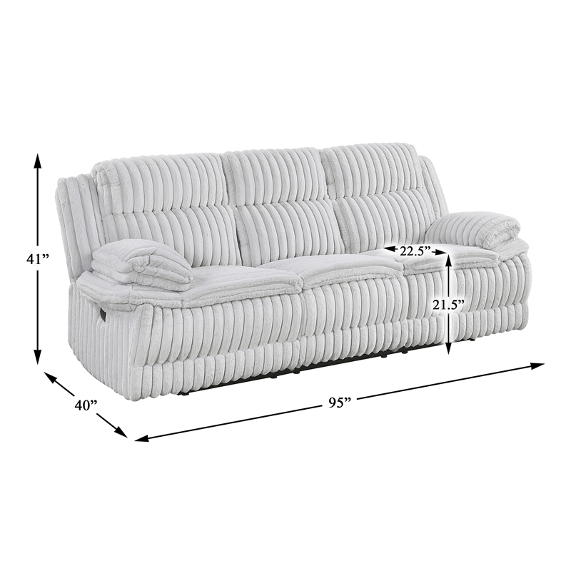 Pemberly Row Corduroy 2-Piece Reclining Sofa and Loveseat Set 300 lbs in Gray