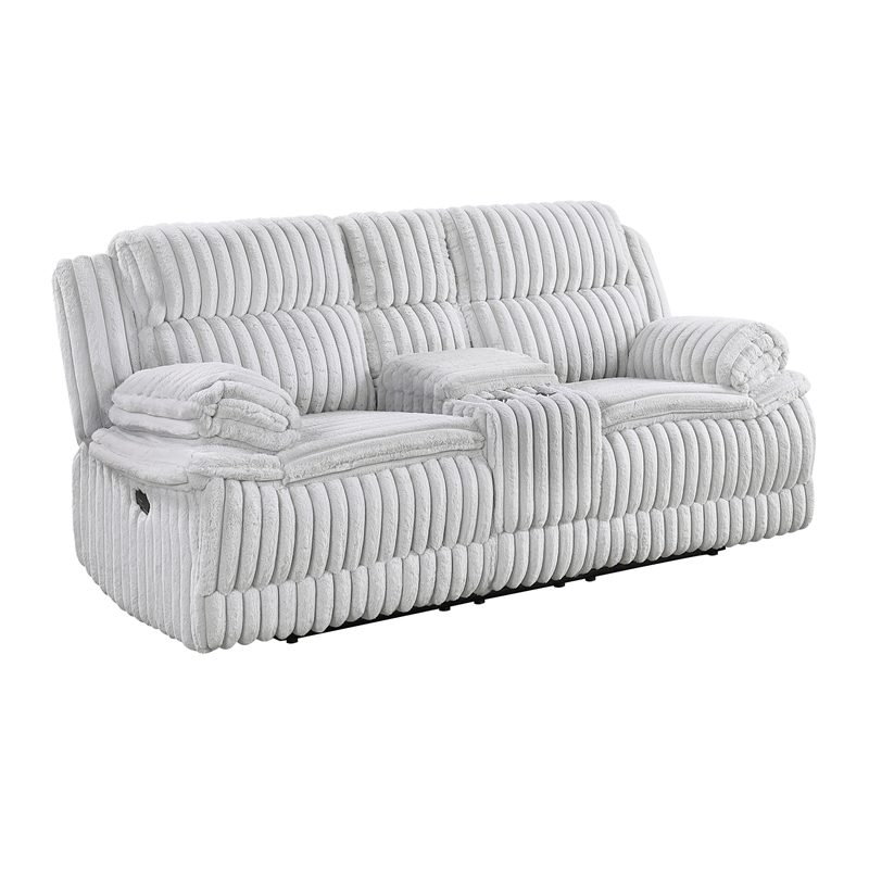 Pemberly Row Corduroy 2-Piece Reclining Sofa and Loveseat Set 300 lbs in Gray