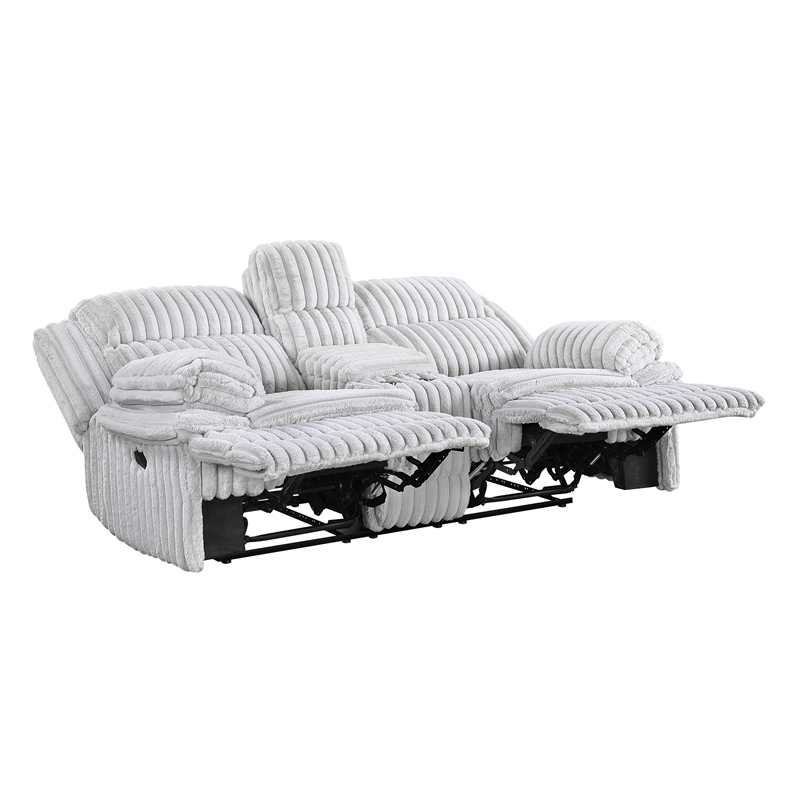 Pemberly Row Corduroy 2-Piece Reclining Sofa and Loveseat Set 300 lbs in Gray