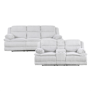 Pemberly Row Corduroy 2-Piece Reclining Sofa and Loveseat Set 300 lbs in Gray