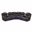 Pemberly Row Faux Leather Dark Brown 3-Piece Power Reclining Sectional with LED