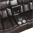 Pemberly Row Faux Leather Dark Brown 3-Piece Power Reclining Sectional with LED