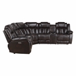 Pemberly Row Faux Leather Dark Brown 3-Piece Power Reclining Sectional with LED