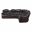 Pemberly Row Faux Leather Dark Brown 3-Piece Power Reclining Sectional with LED