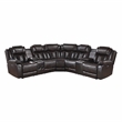 Pemberly Row Faux Leather Dark Brown 3-Piece Power Reclining Sectional with LED