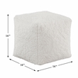 Pemberly Row Faux Fur Square Accent Pouf with Non-Slip Bottom in Off White