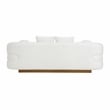 Pemberly Row Sherpa Fabric Sofa with Gold Finish Base and 4 Pillows in White