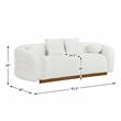 Pemberly Row Sherpa Fabric Sofa with Gold Finish Base and 4 Pillows in White